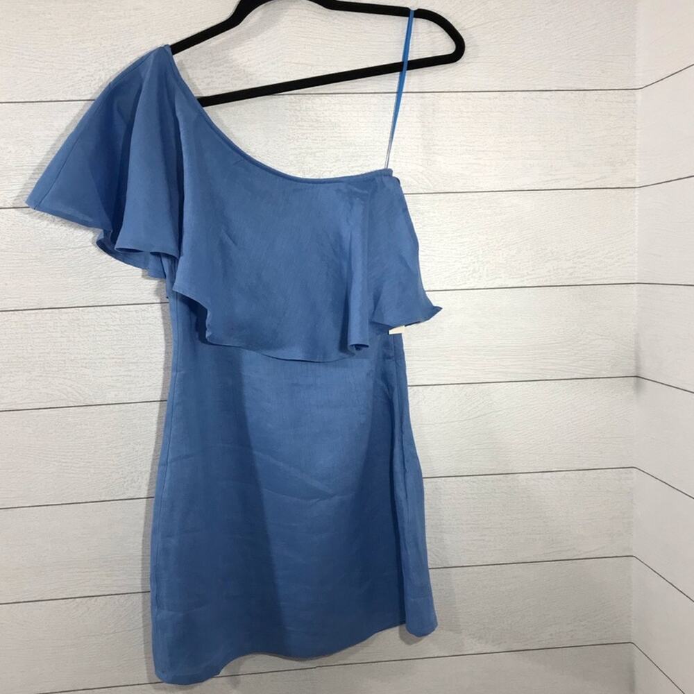 Capulet Clara Blue Linen One-Shoulder Mini Dress XS NWT